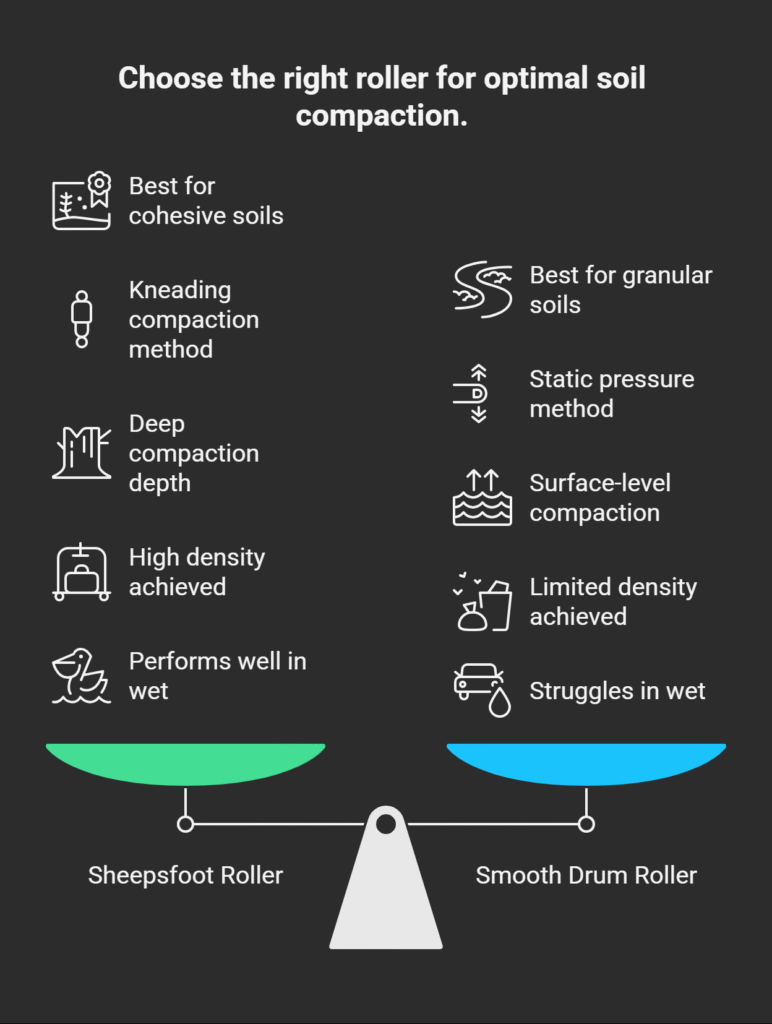 Sheepsfoot Roller vs. Smooth Drum Roller
