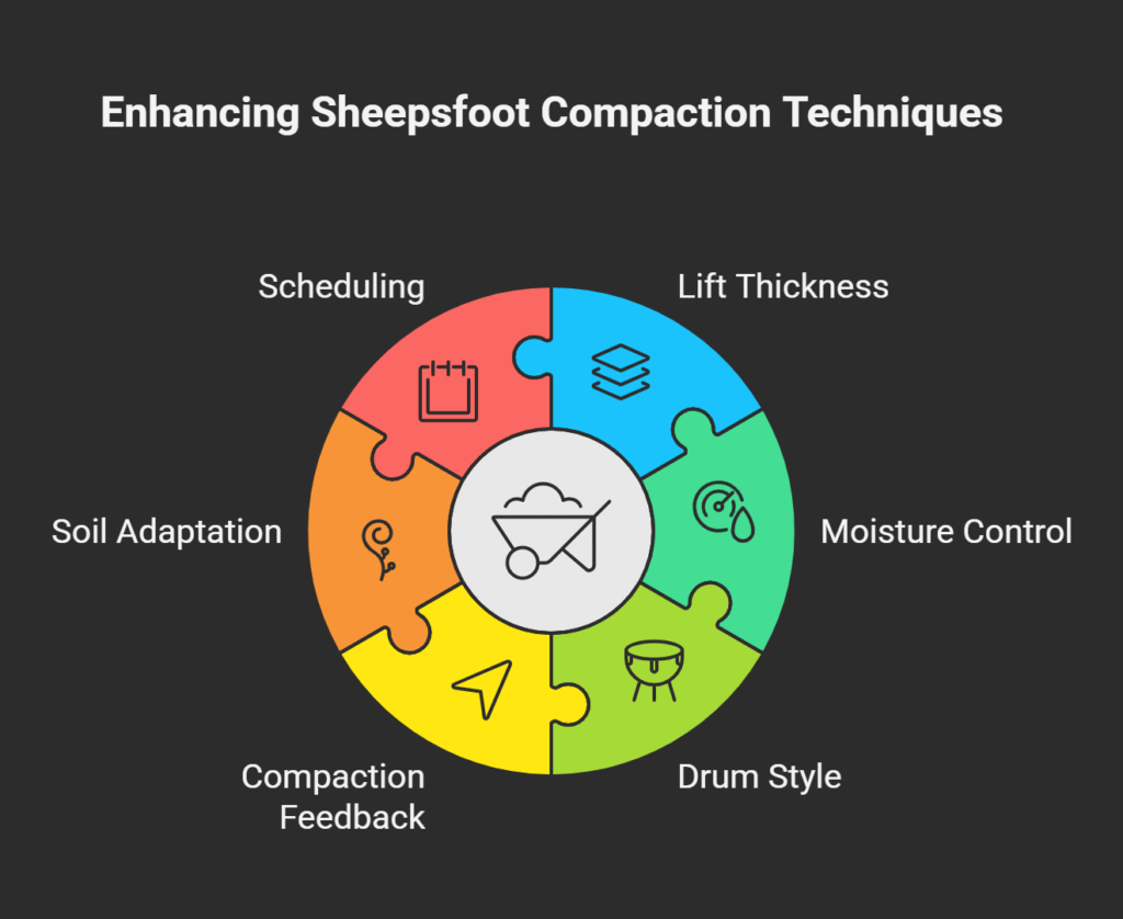 Comparison sheepsfoot compaction