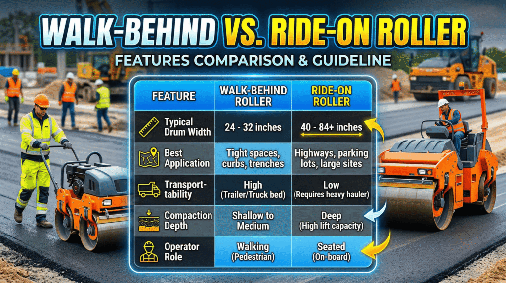 Walk-Behind Roller vs. Ride-On Roller Comparison