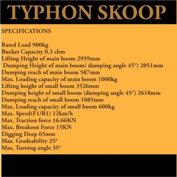 New TYPHON Wheel Loader with Kubota D1105 engine 24 hp 1 ton Load USA - Image 4
