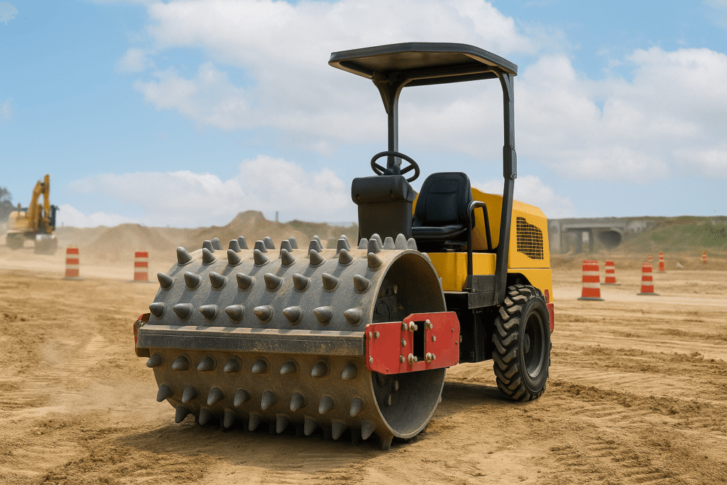 road roller with spikes