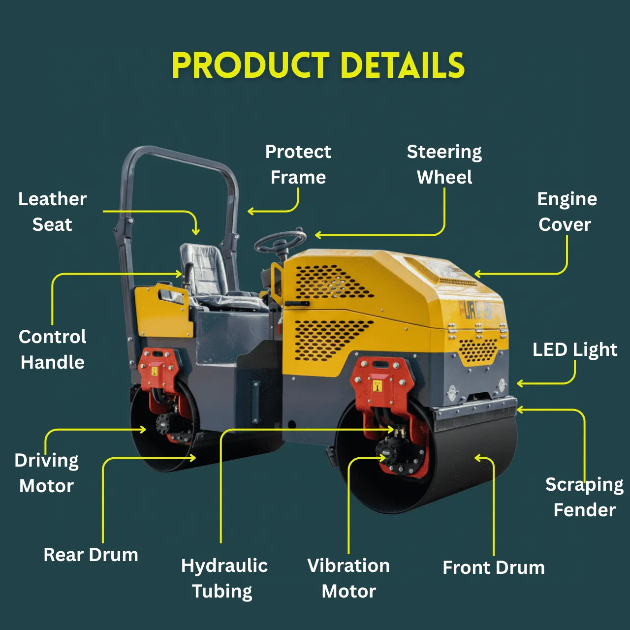 TYPHON FURY 20 Mini Road Roller 2Ton Hydraulic Oil Vibratory B&S 23hp USA engine - Image 4