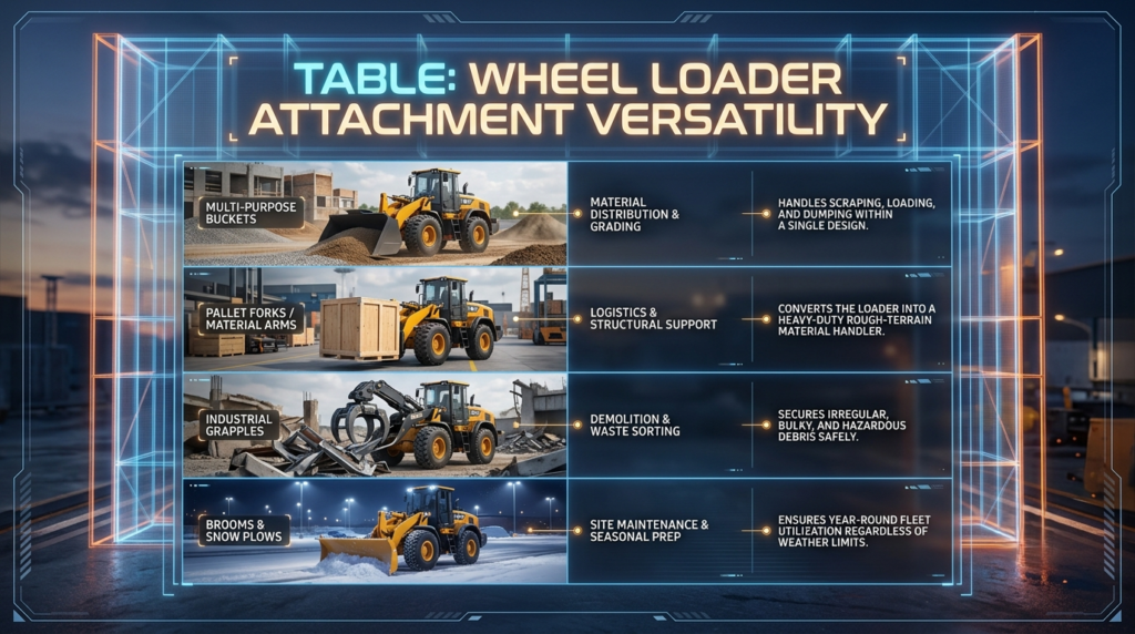 Wheel Loader Attachment Versatility Table